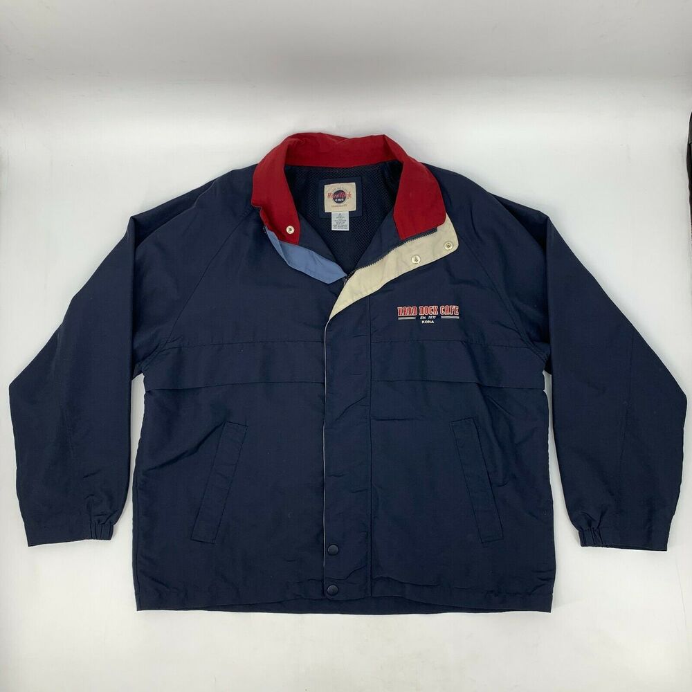 Vintage Hard Rock Cafe Kona Hawaii Windbreaker Mens XL Extra Large Navy Blue 90s - Picture 2 of 11